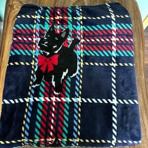 Vera Bradley Plush Throw Blanket in Scottie Dog 50” by 80” NWOT BLUE RED PLAID
